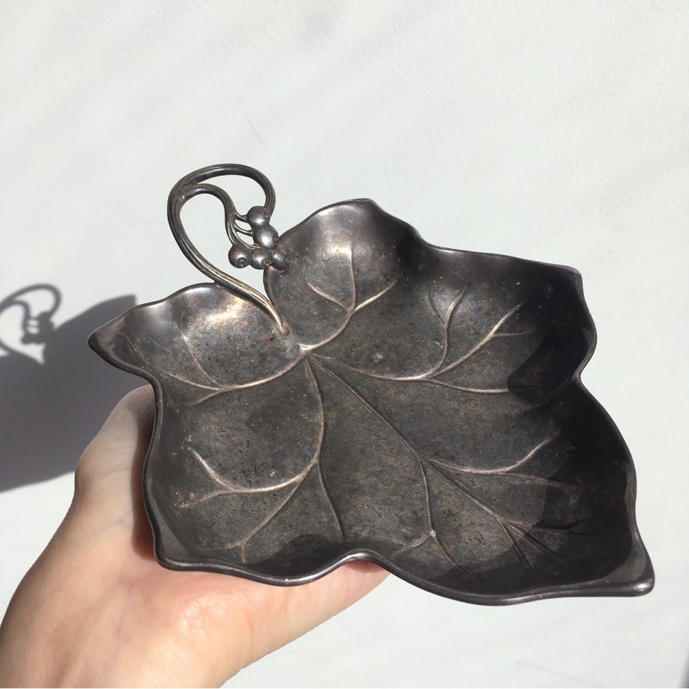 Vintage WMF Grape Vine Leaf Dish Plate Silver